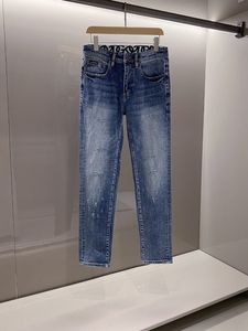 Jean brodé avec fermeture éclair pour homme, pantalon crayon Long à rayures légèrement délavé, WCNZ017, printemps-automne 2024