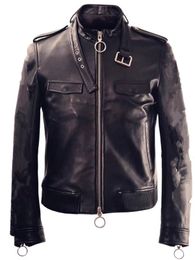 2024 Spring Autumn Autumn Genuine Leather Punk Punk Punk Sashes Caíces del hombre Cortas delgadas cortas