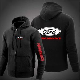 Cardigan à manches longues pour hommes, imprimé Ford Performance, couleur unie, populaire, extérieur, fermeture éclair, tendance, printemps-automne 2024