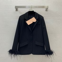 Vestes de manteau à manches longues pour femmes, col à revers noir, boutons de haute qualité, mode printemps-automne 2024