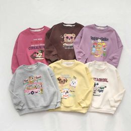 2024 Spring Girls Sweatshirts Cartoon T-shirts For Kids Long Manches Longs Pullover Boys Sports Shirts Baby Tees Vêtements L2405