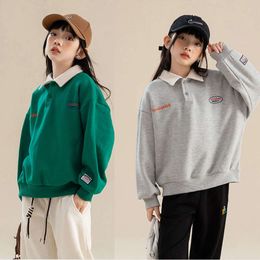 2024 Spring Girls Swechshirts Polo à manches longues pour enfants pour enfants Pullover Teenage School Tenues Baby Clothing L2405