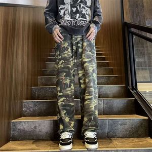 2024 jeans de camouflage hip hop printan
