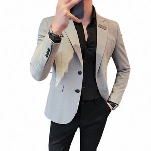 2024 Spring Men Blazers Fi Slim Fit Casual Busin Traje Chaquetas Caballero Banquete de boda Blazers Ropa masculina B2SM #