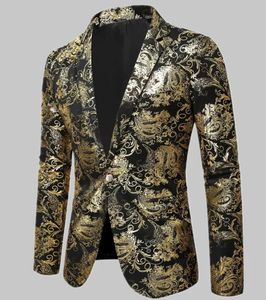 2024 Spring heren Golden Floral Blazer Coats Business Casual Suit trouwjurk Gold Blazer Men Tweedelige sets
