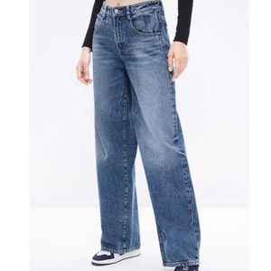 2024 Spring MS Home Flat vervangende jeans Dames losse brede poten Dadbroek geen straatstijl