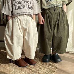 2024 Primavera Niños nuevos Pantalones sueltos Fashion Fashion Girls sólidos casuales para niños
