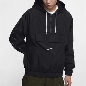 2024 Lente Nieuwe Heren Capuchon Geborduurd Logo Los Geweven Half Zip Hoodies Windjack Man