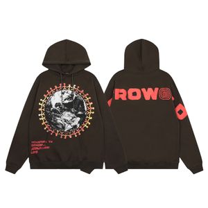 2024 Lente Nieuwe Heren Hoodie Persoonlijkheid Earth Foam Gedrukt Bruin Dagelijks Wear Casual Top