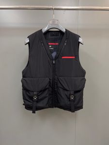 2024 Lente nieuw herenmode vest van hoge kwaliteit zakken en ritsstiksels ontwerp Amerikaans maat zwart vest highend merk designer vest