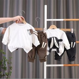 2024 Printemps Nouvelles couleurs de sorts Ensemble pour enfants Ensemble à capuche Ensemble de vêtements pour enfants Long sommeil Pull de dessin animé Pull et casseroles Sports décontractés Costumes deux pièces