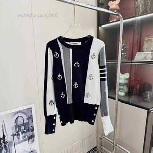 2024 printemps Nouveau TB TB Navy Style Broided Boat Anchor Contrast Trined Shirt Color Block