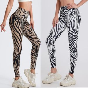 2024 printemps nouveau motif zèbre femmes Yoga Leggings taille haute hanche ascenseur mince sensation nue haute collants extensibles pantalons de fitness exercice pantalons longs pantalons de yoga de sport