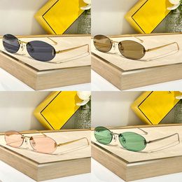 2024 Spring Summer Fashion Showfirst Crystal Sunglasses Vrouwenontwerper Frameless Oval Leisure Party High End Sunglasses FE4075