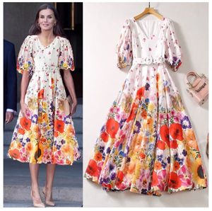 Robe longue décontractée à imprimé Floral pour femmes, col en v, fermeture éclair, manches courtes, printemps été 2024, AS054