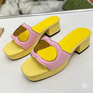 2024 lente zomer nieuwe aankomst vrouwen slippers runway designer suède open peep toe dikke hak vrouwelijke buiten wandelen vakantie designer slippers