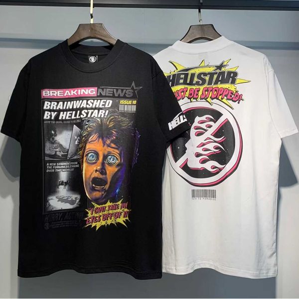 2024 Primavera/Novedad de verano ellstar Hell Star Explosion News Street Trend Camiseta de manga corta Unisex