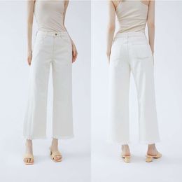 2024 printemps / été nouveau pantalon de jambe droite en vrac Show Slinom High Tassel Tassel Nine Point Jeans pour les femmes