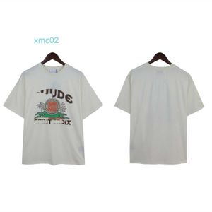 2024 Lente/zomer Nieuwe Rhude Palm Tree Beach Print American Street Casual T-shirt losse en ademende korte mouwen
