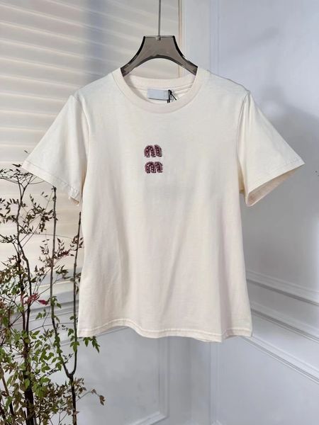 2024 printemps/été nouvelles femmes t-shirts de créateur perlé MM Logo lettre nœud à manches courtes t-shirts hauts cadeau de fête