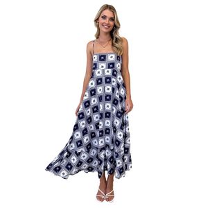 2024 Lente zomer nieuwe dames bloemen halter slip jurk slank abstract patroon casual jurken lange jurk kleding