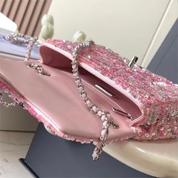 2024 SPRING ÉTÉ NOUVEAU MINI CF Sacs de concepteur de luxe Femmes Femmes Pink Glitter Sequin Sacs Hands sac à main