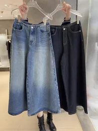 2024 Jeans SAN * SAN * DROA-LINE pour le début du printemps de la femme Hong Kong Retro Retro High Waited Draped Wide Jam Leg Pantal