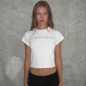 2024 Lente/zomer Dames Nieuw Gepersonaliseerde Letter Afdrukken Ronde Hals Slim Fit T-shirt met korte mouwen