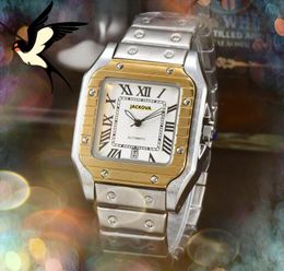 2024 vierkante lijn skeleton wijzerplaat automatische datum herenhorloges luxe mode heren volledig roestvrijstalen band quartz uurwerk klok goud zilver vrijetijdshorloge geschenken