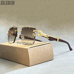 2024 Lunettes de soleil carrées pour hommes Luxury Vintage Designer Sunglasses sans bordure Femme Fédieuses Lunes de mode Gafas de Sol Hombre 240430