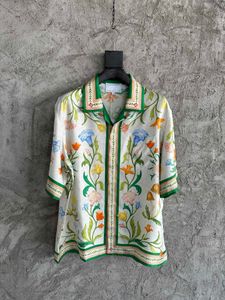 2024 SS Floral Pattern Silk Shirt Shirt à manche avec imprimé numérique HD - 100% de soie