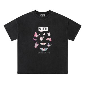 2024 SS Kith t Shirts Mens Designer Shirt Donut Butterfly Letter Gedrukte mode T-shirts Grafische tee Men Women Women Unisex Streetwear 100% katoen Casual S-XL