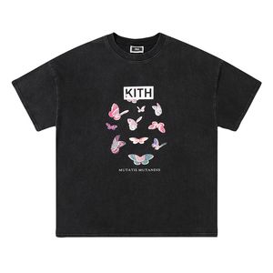 2024 SS Kith t Shirts Mens Designer T-shirt Donut vlinderbrief Gedrukte mode T-shirts Grafische tee Men Women Unisex Streetwear 100% katoen Casual S-XL