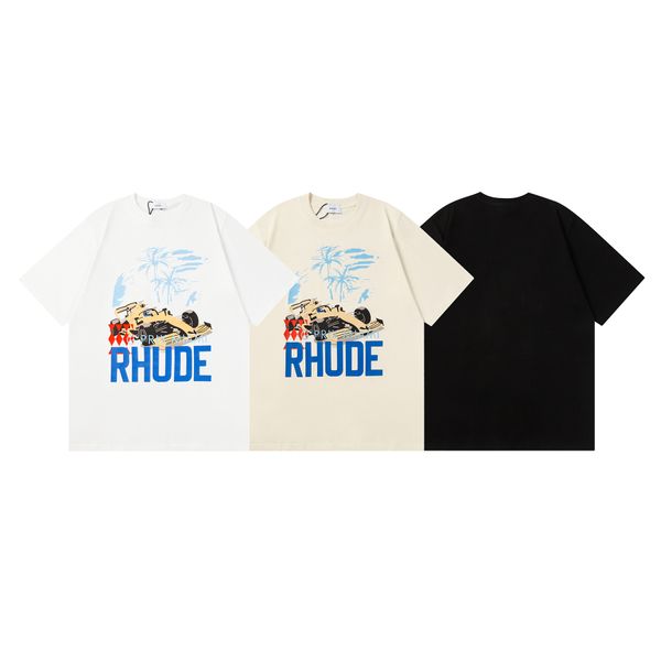 2024 SS Luxury Rhude Men's’s Designer T-shirt Racing Graphic Tee T-shirts Men Femmes Unisexe T-shirt mode 100% Cotton Streetwear Loose Oversize S-XL
