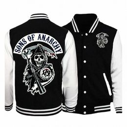 2024 Ss of Anarchy Baseball Jas Jas Hoodie Mannen Vrouwen Print Sport Honkbal Uniformen Motorfietsen Jassen Vest Kleding Top d5MN #