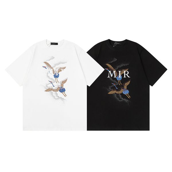 2024 SS Streetwear Men's’s Designer T-Shirts Amirir Shirt Flying Crane Pigeon Parrot Print Graphic Tee Casual High Street Men and Women Unisex Fashion T-shirts S-XL