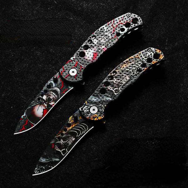 Cuchillo plegable con estampado 3D de acero inoxidable 2024, cuchillo multifuncional de alta dureza para vida salvaje R4YP