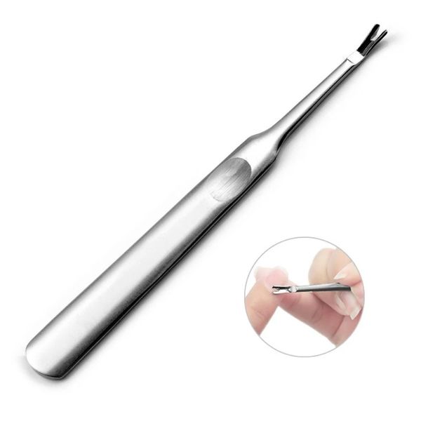 2024 Remover de cutícula de acero inoxidable Plata Cortuadora de piel muerta Pusmer Pedicura Herramientas de uñas Mango cóncavo engrosado Push Knifepedicure