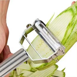 2024 en acier inoxydable Végétable Peeler Kitchen Multifonction Mélon Double-tête Peeler Home Potato Slicer Shredder Carrot Peeler pour