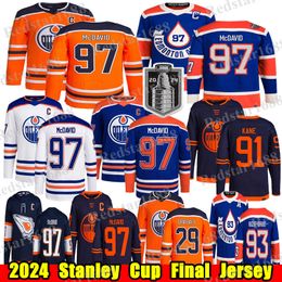 2024 Stanley Cup Final # 97 Connor McDavid Edmonton Hockey Jersey # 29 Leon Draisaitl Corey Perry Evander Kane Zach Hyman Mattias Ekholm Stuart Skinner Oilers Jerseys