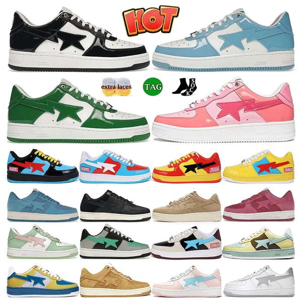 2024 STASK8 Diseñador Sta Casual Shoes Sk8 Low Men Mujeres Patente de cuero Negro Blanco ABC Camuflaje Camuflaje Skating Sports Ly Sneakers Training Outdoor Shark D88