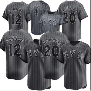 2024 City NYC City 9 Brandon Nimmo 20 Pete Alonso 12 Francisco Lindor Baseball Jersey 39 Diaz 4 Francisco Alvarez Jerseys Grey New Mens