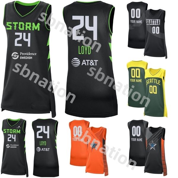 2024 Storm Women Basketball Jerseys 24 Jewell Loyd 4 Skylar Diggins-Smith 30 Breanna Stewart 10 Sue Bird Davis Melbourne Vivians Holmes Horson Magbegor Ogwumike