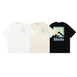 2024 Streetwear Luxury Rhude Designer heren t-shirts racen grafisch tee casual high street mannen vrouwen unisex los mode t-shirt 100% katoen losse oversize S-XL