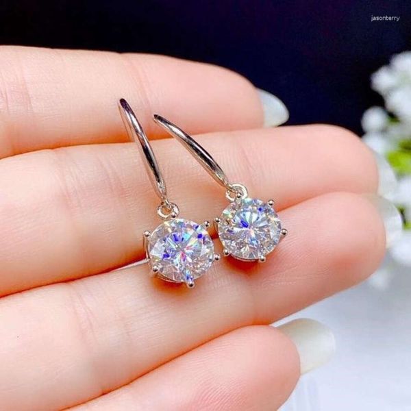 Boucles d'oreilles à tige en diamant Mosan pour femmes, 2 carats, huit flèches en forme de cœur, placage PT950, 2024