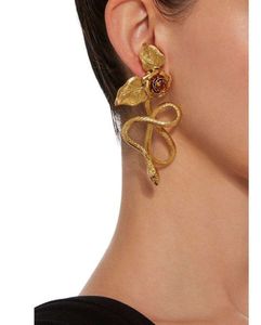 2024 Boucles d'oreilles Stud Rongho Vintage India Fleur pour femmes Metal Snake Brouille à oreilles Pendant Femme Brincos Bijoux 2023