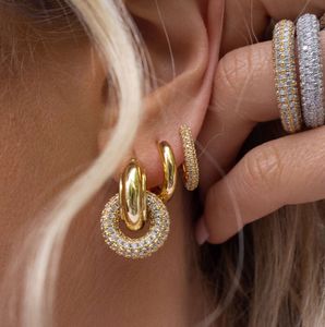 2024 Stud Fashion CZ Zircon rond Huggie Hoop boucles d'oreilles pour femmes géométriques en forme de U boucle d'oreille cerceaux plaqués or bijoux en acier inoxydable