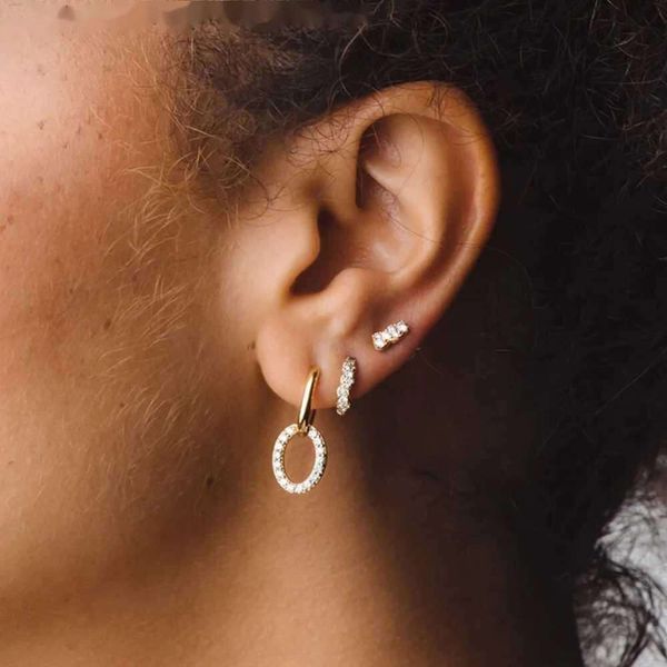 2024 Stud ROXI S925 Boucle d'oreille en argent sterling irrégulière demi-micro incrusté de cristal boucle d'oreille boucles d'oreilles pour femmes Bijoux Femme Tendance