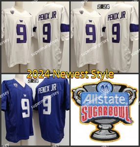 Maillot de football Sugar Washington Huskies 9 Michael Penix Jr. 2024, nouveau style NCAA, bon, 2024