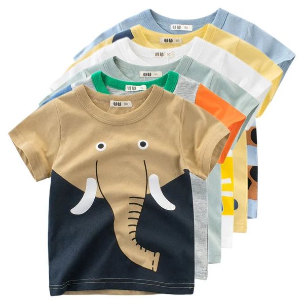 2024 Carton d'été Elephant T-shirt garçons filles animaux à manches courtes t-shirts pour enfants Vêtements pour enfants